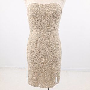 Neiman Marcus XS Strapless Lace Mini Dress Nude